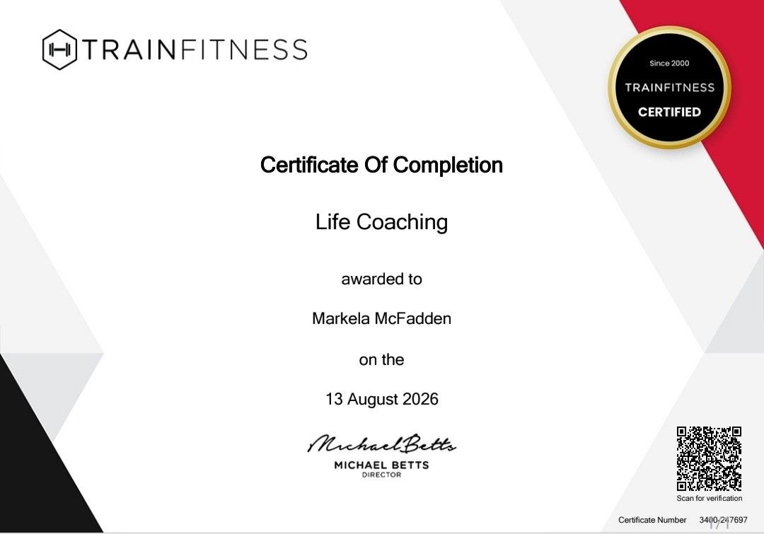 Markela McFadden Life Coaching Certification